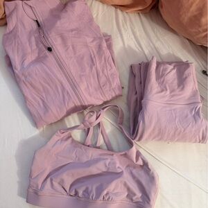 Pink Lululemon Set - Sports Bra, Jacket, Leggings